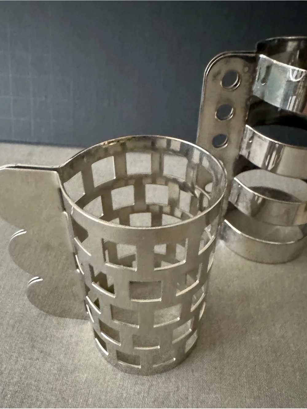 Vintage Crate & Barrel Stainless Steel Napkin Rings with 4 different designs